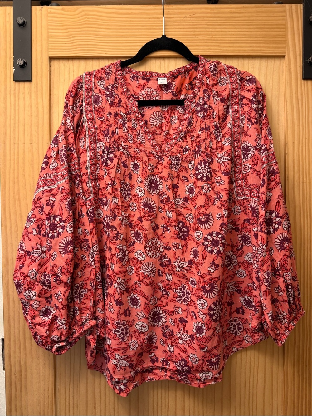 Old Navy Coral-Pink Floral V-Neck Boho Blouse